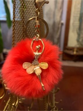 Ballerina Purse Charm with Furry Pom Pom